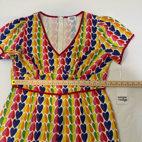 NWT Unique Vintage Rainbow Hearts Romper, Women's size 1X (16) - Picture 6 of 12